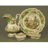 A Chinese pagoda wash jug and bowl set by Chetham, Robinson and Son, circa 1840,