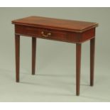 A George III mahogany turnover top tea table,