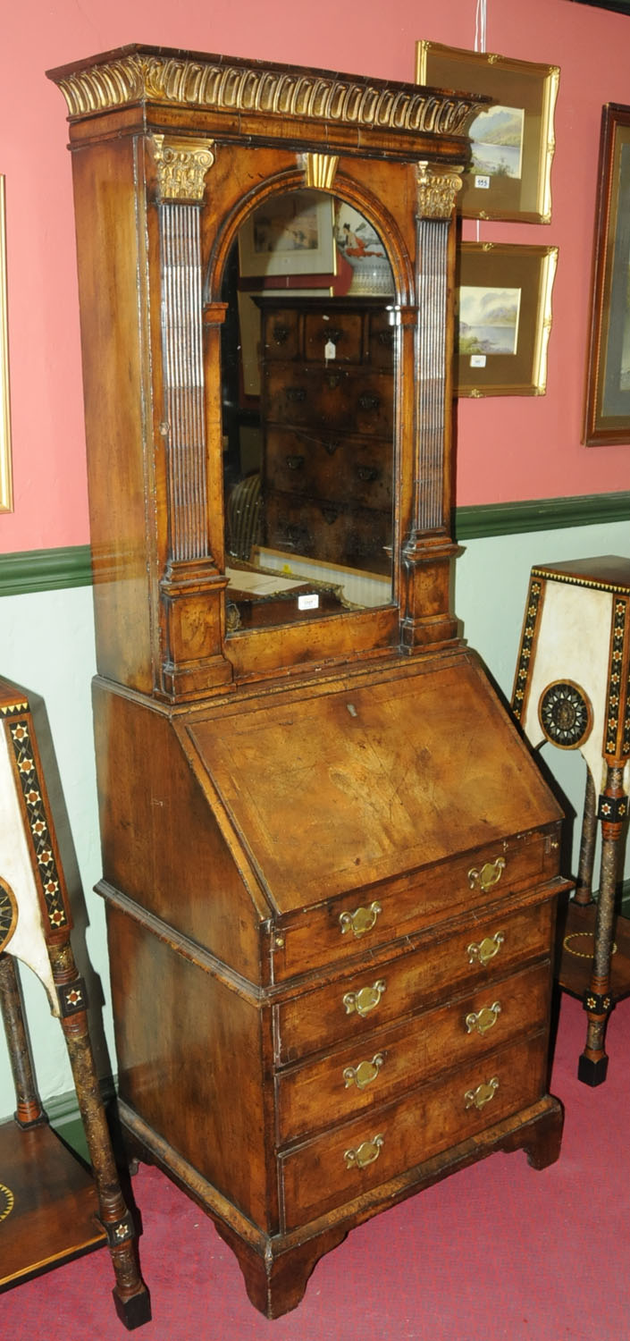 A good walnut and parcel gilt Queen Anne style bureau cabinet, - Image 3 of 18