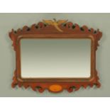 A George III style mahogany and fretwork wall mirror, 19th century,