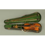 A 19th century violin by Thomson Aberdeen, with one piece back.