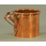 A copper Arts & Crafts mug, engraved "Chester Cross", with cross swords mark. Height 10 cm.