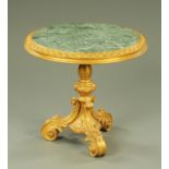 A rococo style carved and giltwood centre table,