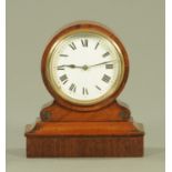 A French walnut cased drumhead mantle clock, with single-train movement, key wind.