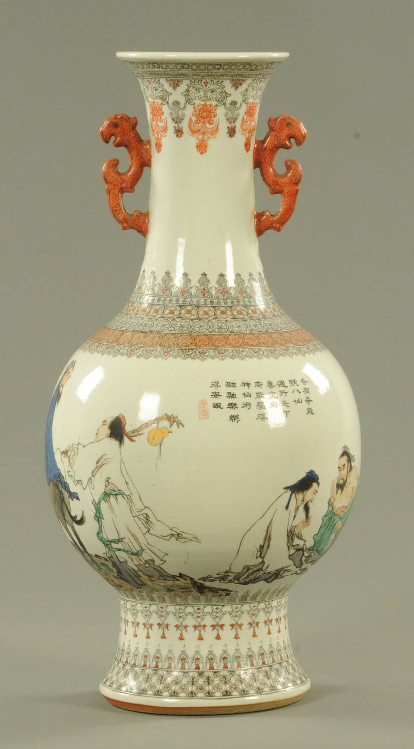 A Chinese porcelain vase, 20th century, with transfer printed decoration heightened with enamels, - Image 3 of 22