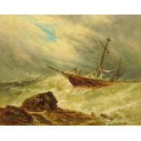 Sam Bough (1822-1878), "Trawler on Rough Seas", signed and dated 1861,