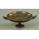 An Art Union of London bronze Grecian style two handled tazza,