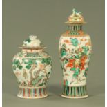 A Chinese inverted baluster vase and cover, 20th century,