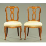 A pair of 18th century Dutch marquetry dining chairs,