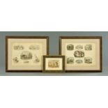After George Cruickshank, a series of hand coloured engraved comical etched vignettes,