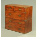 A 19th century mahogany military chest,