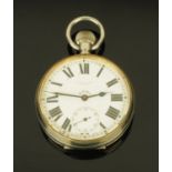 A nickel plated Goliath pocket watch,