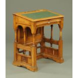 Attributed to Gillows of Lancaster, for Kendal Town Council meeting room, a golden oak writing desk,