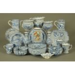 A quantity of William Adams Chinese pattern blue and white wares, comprising jugs, candlesticks,