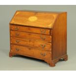 A George III mahogany and inlaid bureau,