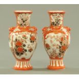 A pair of Japanese Kutani porcelain vases, early 20th century,