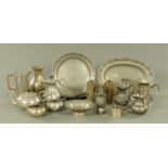 A quantity of French and English pewter, to include a plate stamped Boulanger,