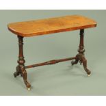 A Victorian inlaid walnut stretcher table,