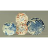 A pair of Japanese Imari porcelain octagonal plates,
