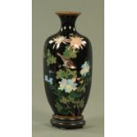 A Japanese cloisonne hexagonal vase, Meiji period,