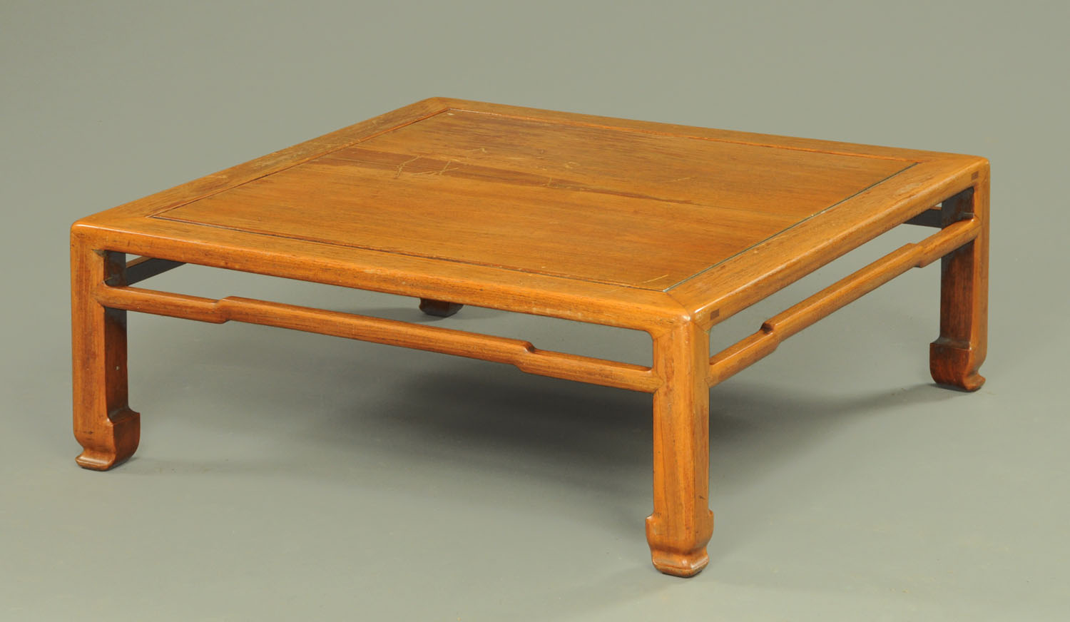 A Chinese hardwood square top Kang table, early 20th century,