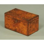 A Regency burrwood tea caddy,