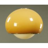 A Guzzini style vintage mushroom shaped ceiling light shade, with chromium plated mounts,