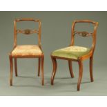 A pair of Regency mahogany side chairs, with rope twist top rails,