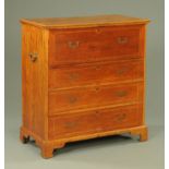 A military style secretaire chest of drawers,