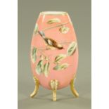 A Victorian Harrach glass and enamel vase,
