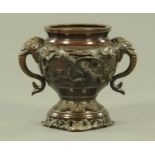 A Japanese bronze vase, late Meiji period,