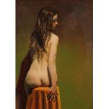 Owen Claxton, nude female figure. signed with initials, oil on canvas. 54 cm x 39 cm.