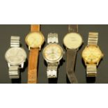 Five vintage gentleman's wristwatches,