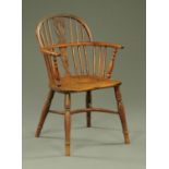 A 19th century Windsor armchair, with low back,