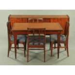 A 1970's dark stained teak dining room suite by A Younger Limited, retailed by Maple,