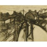 Percy Kelly (1918-1993), "Up the Hill", signed centre middle, charcoal.