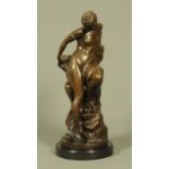 After Ferdinand Lepcke (19th century), "Venus at her Bath", bronze sculpture,