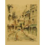 Marius Girard, a Parisian street scene, signed and dated Paris 1957, watercolour,
