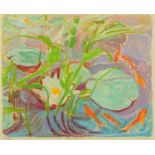 Gillian Wos, "Water Garden No. 1", signed and dated 1984, mono print. 32 cm x 51 cm.