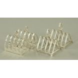 Two pairs of four division silver toast racks, Martin Hall & Co. Ltd.