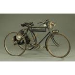 A scratch built motorised tricycle, principally early 20th century,