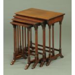 A quartetto of mahogany tables, rectangular, with ring turned supports.