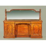 A Victorian well figured mahogany mirror back sideboard,