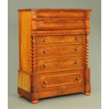 A mahogany veneered Scottish chest of drawers,