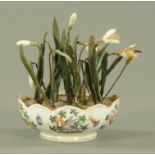 A Continental porcelain bowl, late 19th century, with applied porcelain snowdrops,