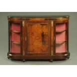 A Victorian inlaid walnut credenza,