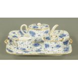 A Royal Crown Derby cabaret set, date code for 1891, with oval body tea cup,