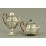 A George III coffee pot, teapot and teapot stand, Robert Hennell I and David Hennell II,