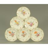 A set of six Nymphenburg porcelain dessert plates, early 20th century,