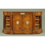 A Victorian walnut veneered credenza,